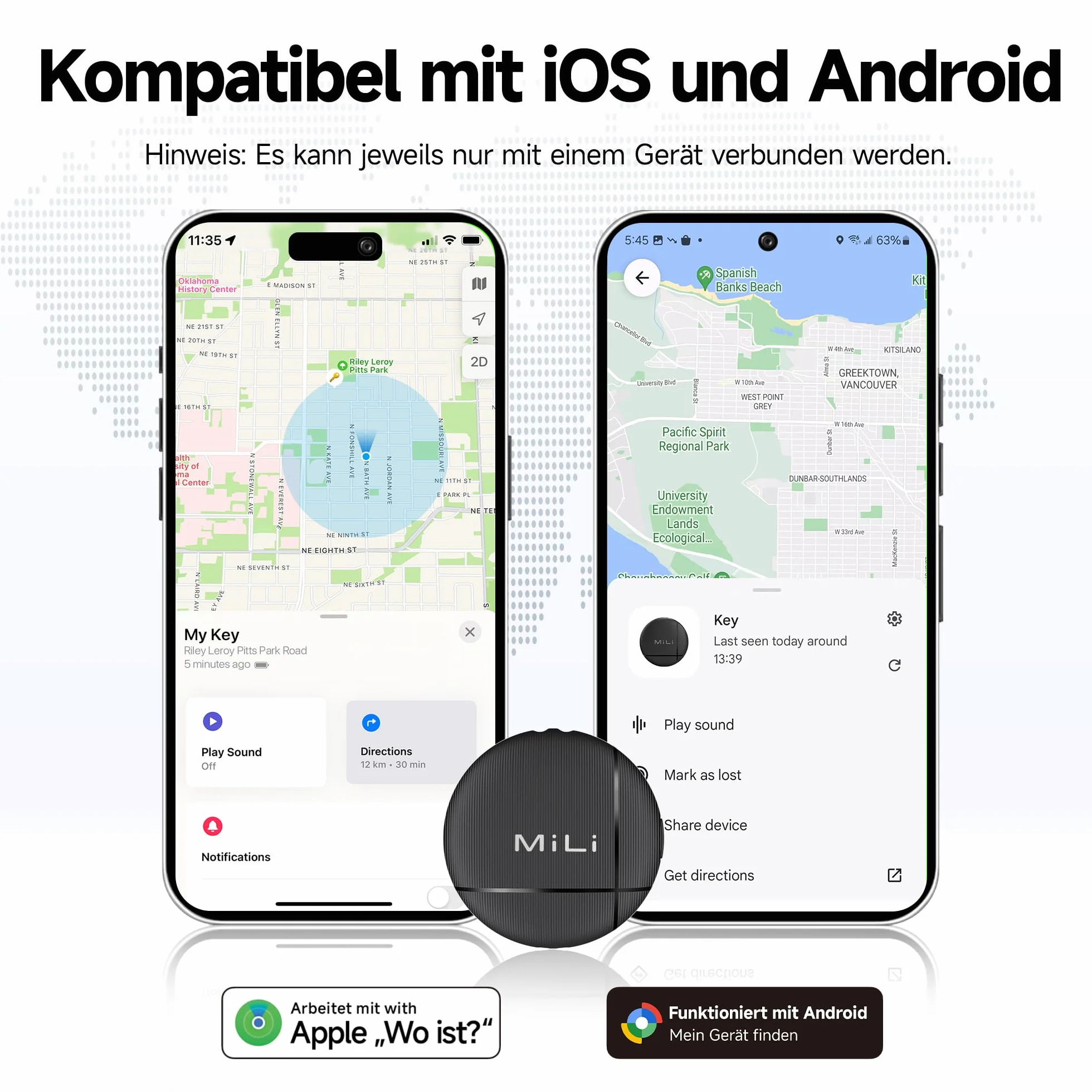 MiLi LiTag Duo Traceur Localisateur D’Objets Bluetooth, Compatible avec Apple et Android Localiser, pour Valises/Portefeuilles/Clés/Sacs/Bagages, Batterie Remplaçable, 4 Pack