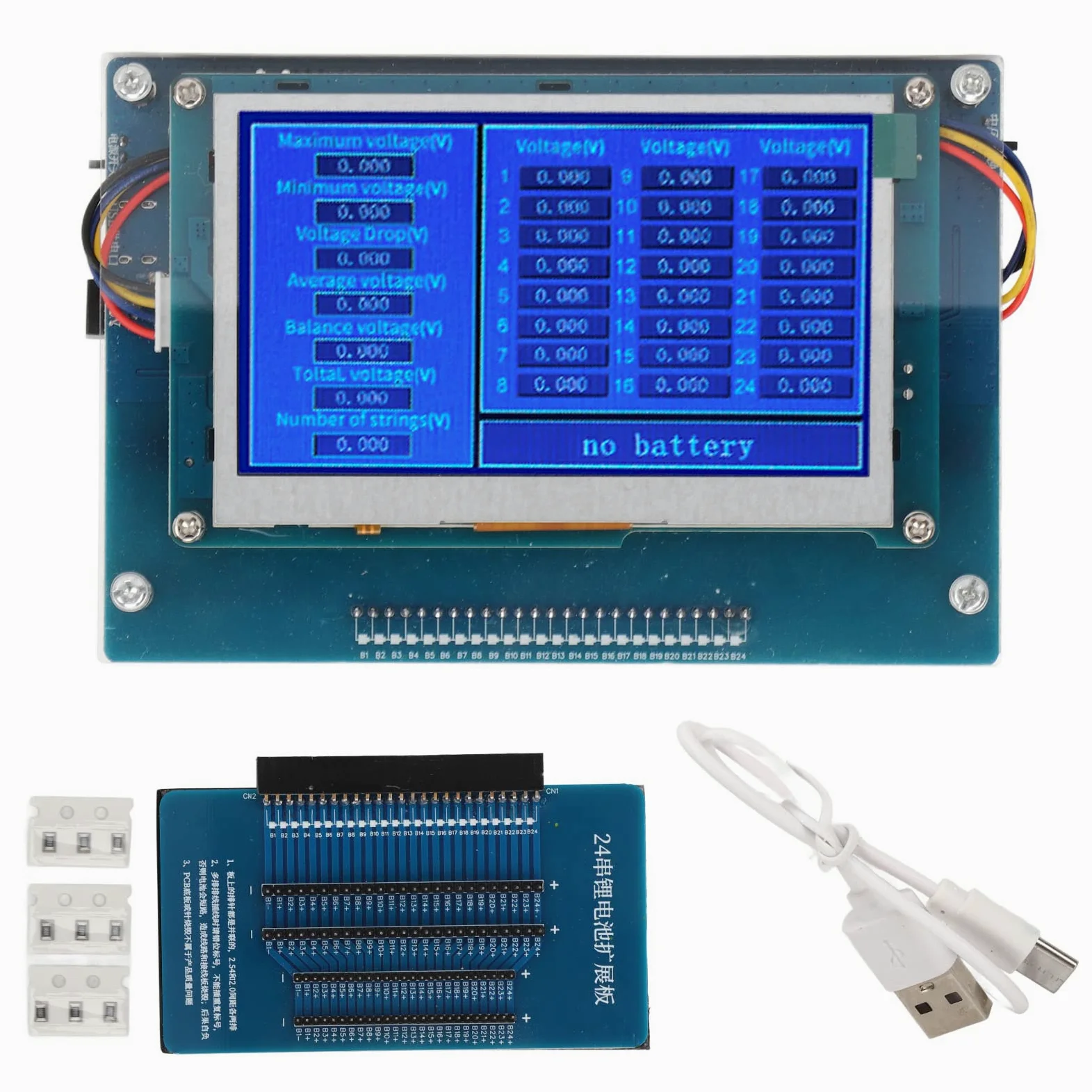 Testeur De Batterie Numérique 1 À 24S Vérificateur De Batterie Lithium 2V À 4.5V Avec Carte Dextension