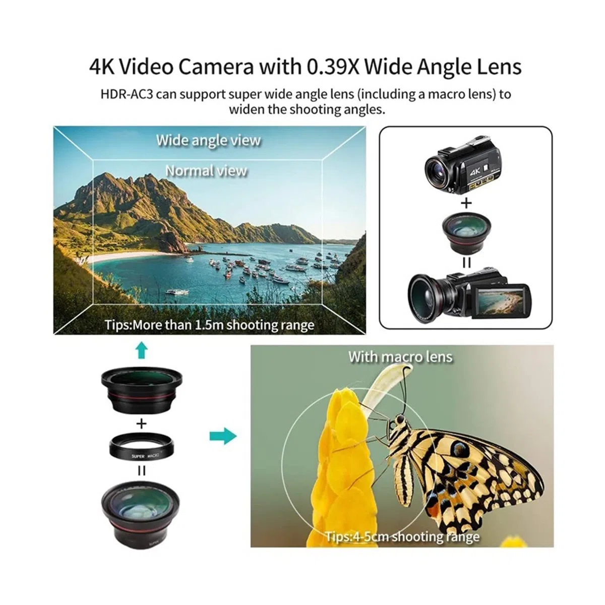 Caméra vidéo, Caméra vidéo 4K IR Vision Nocturne Caméscope numérique Caméras Vlog Professionnelles Photographie Full HD