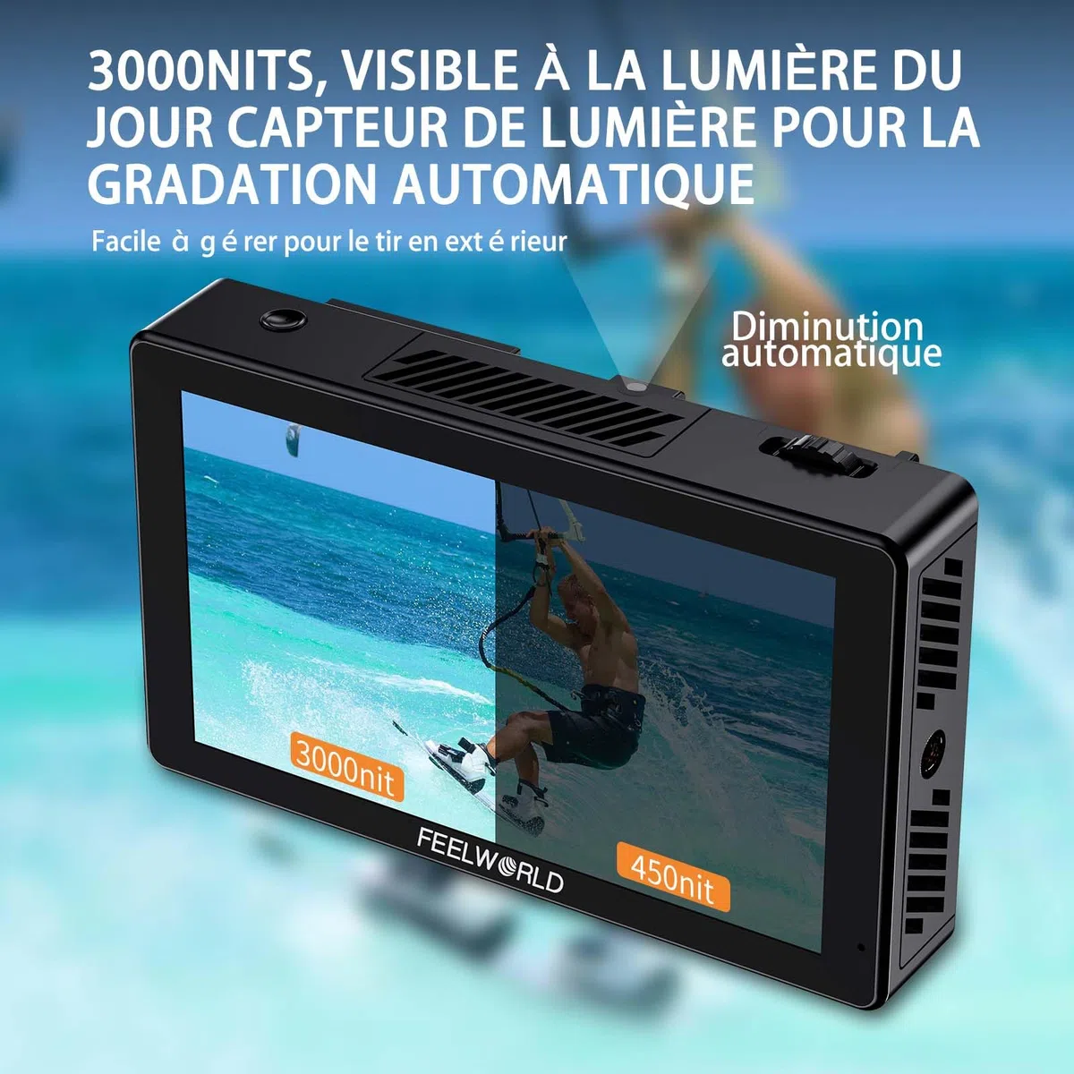 FEELWORLD LUT5 DSLR Camera Moniteur DSLR 5.5" 3000nit Ultra Haute luminosité 3DLUT HDR Moniteur à écran Tactile 1920 * 1080 4K HDMI