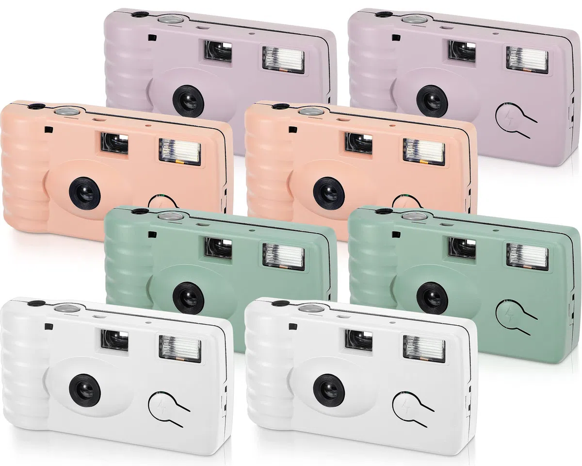LEIFIDE Lot de 8 appareils photo jetables en vrac pour mariage, usage unique, appareil photo 35 mm avec film couleur flash pour photographie, anniversaire, voyage, camping, fête (couleur mignonne)