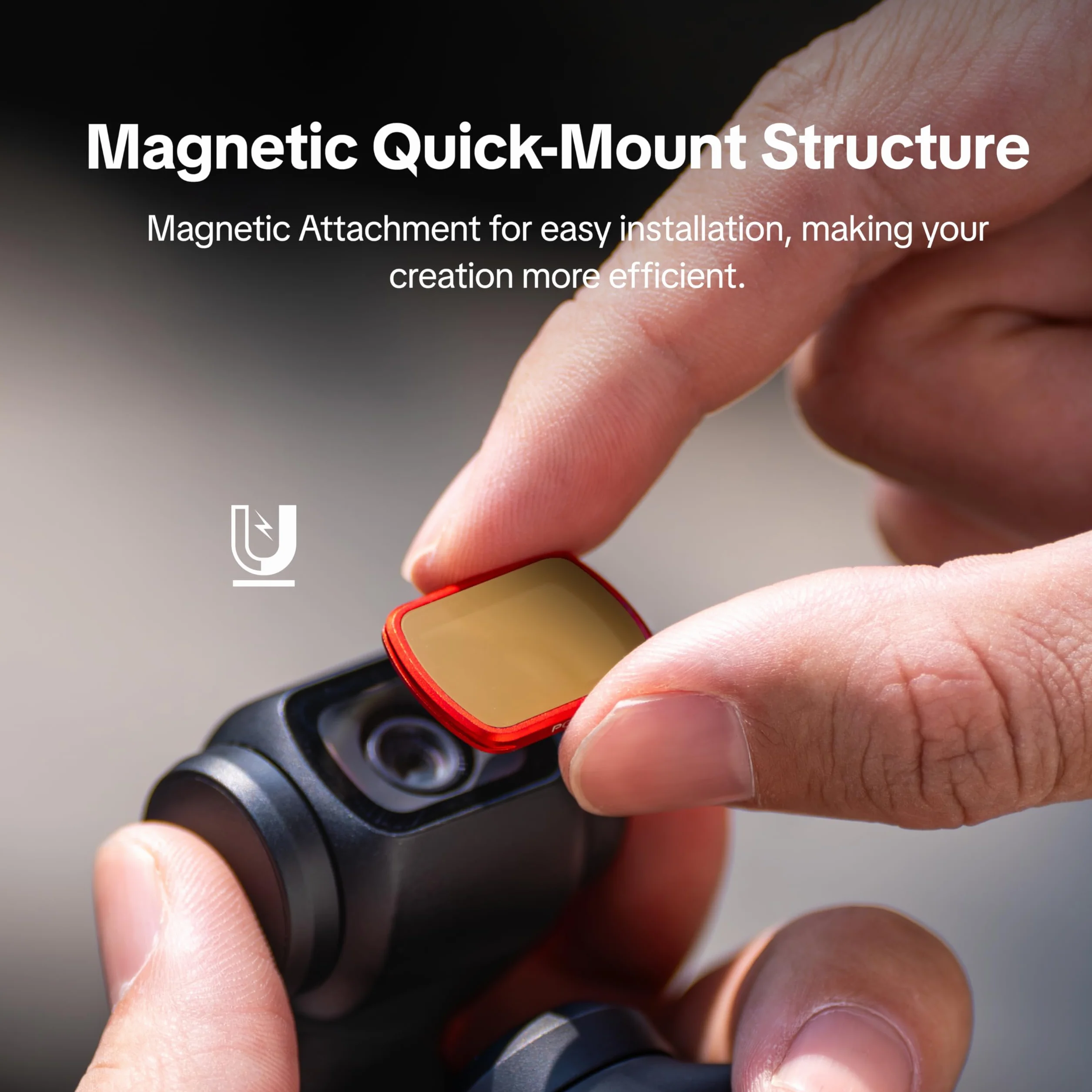 PGYTECH Filtre VND pour DJI Osmo Pocket 3/ Pocket 4 (2-5 Stops), Filtre ND Réglable ND4 ND8 ND16 ND32 avec Verre Optique Professionnel, Fixation Magnétique
