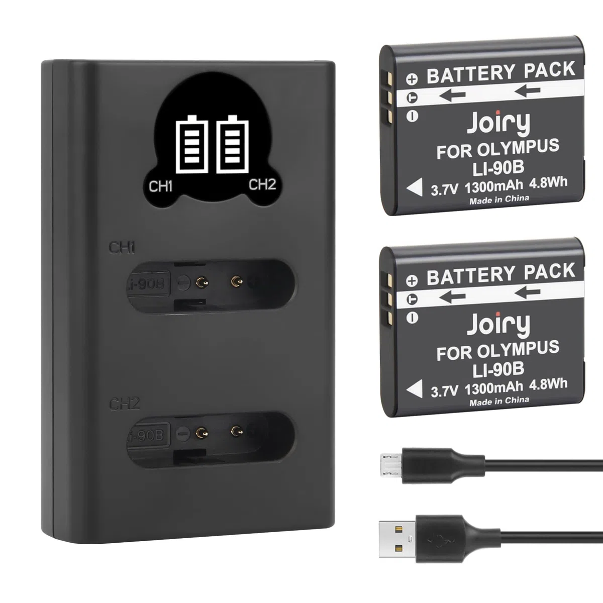 2X Li-90B Li-92B Batterie et Chargeur pour Olympus Tough TG-7, TG-6, TG-5, SH-1, SH-2, SP-100 IHS, Tough TG-1 iHS, TG-2 iHS, TG-3, TG-4, SH50 iHS, SH60, for Ricoh GR III, GR IIIX