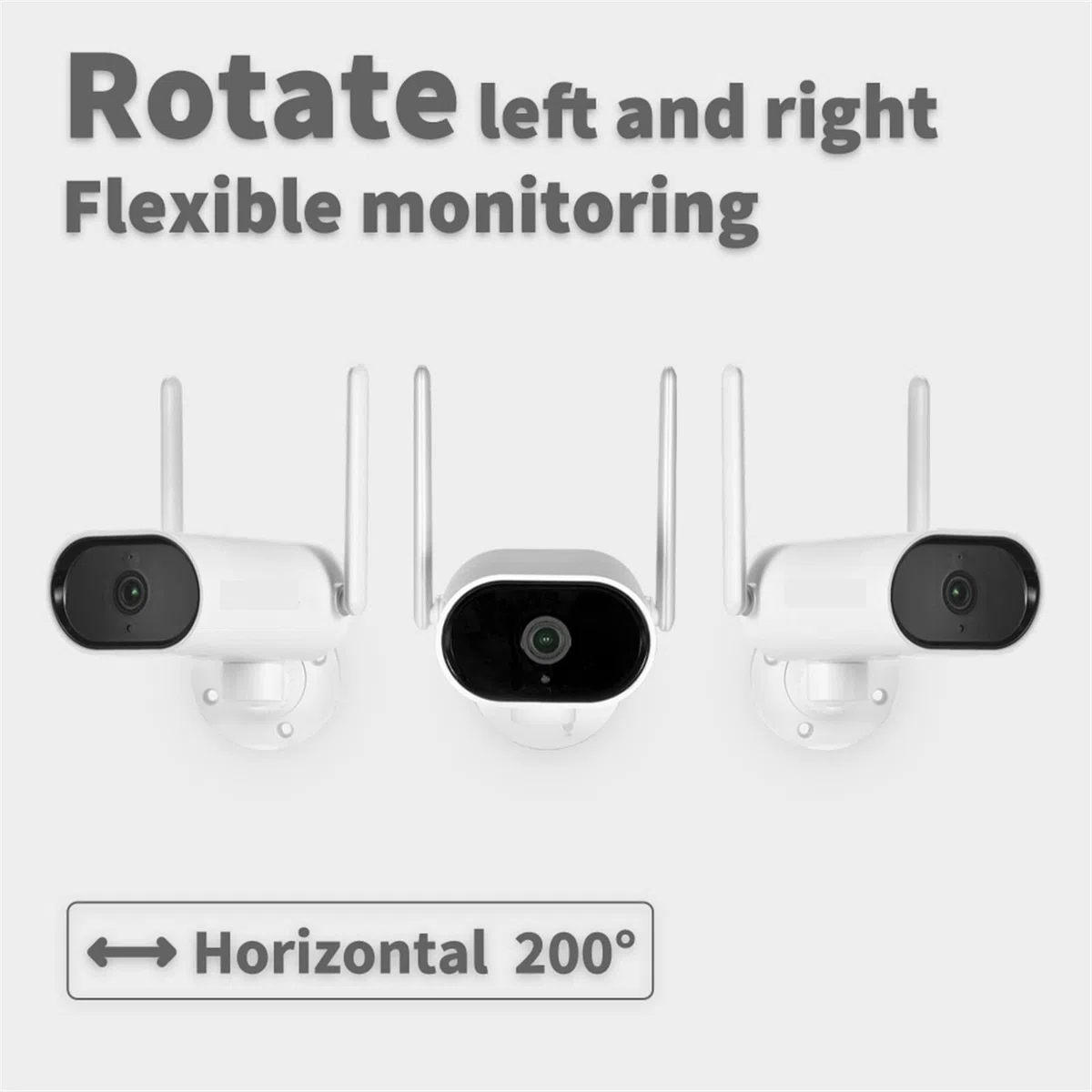 Caméra de sécurité, Système de caméra sécurité 8CH 3MP HD rotative horizontalement Enregistrement sonore Vision Nocturne système Surveillance extérieure(None)
