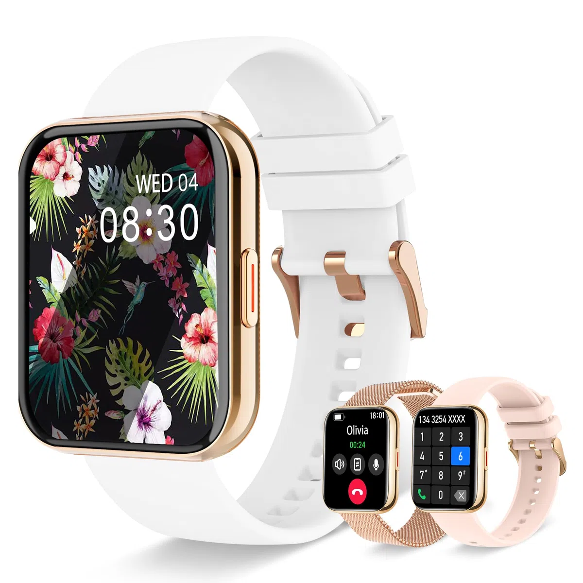 Iaret Montre Connectée Femme avec Appel Bluetooth, 1,85" HD Smartwatch, 100+ Sportifs, Moniteur de Sommeil Cardiofréquencemètre, Cycle Menstruel, Montre Podomètre pour Android iOS, Cadeau Femme