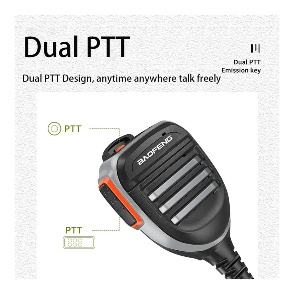 Convient for Baofeng Walkie Talkie UV 9R Pro Haut-Parleur Microphone étanche for PTT Micro for UV9R Plus S22 BF A58 9700 GT 3WP Radio(Dual PTT-Mic-Black)