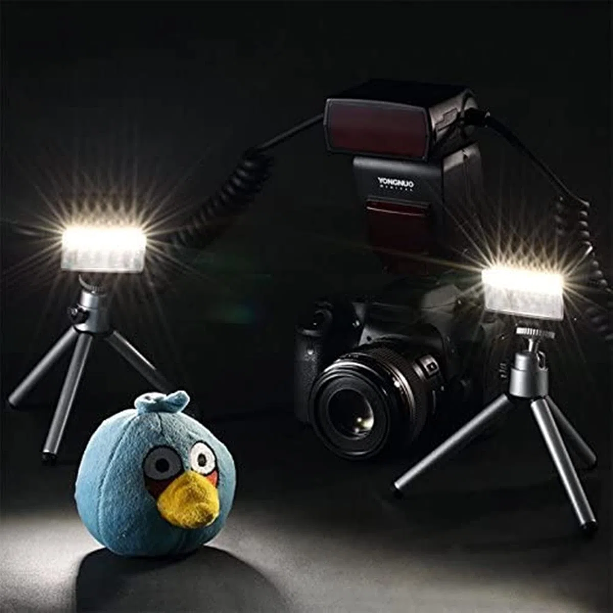 YN-24EX Flash annulaire macro Speedlite avec 2 têtes de flash, 4 bagues d'adaptation, compatible avec Canon, avec chiffon en microfibre