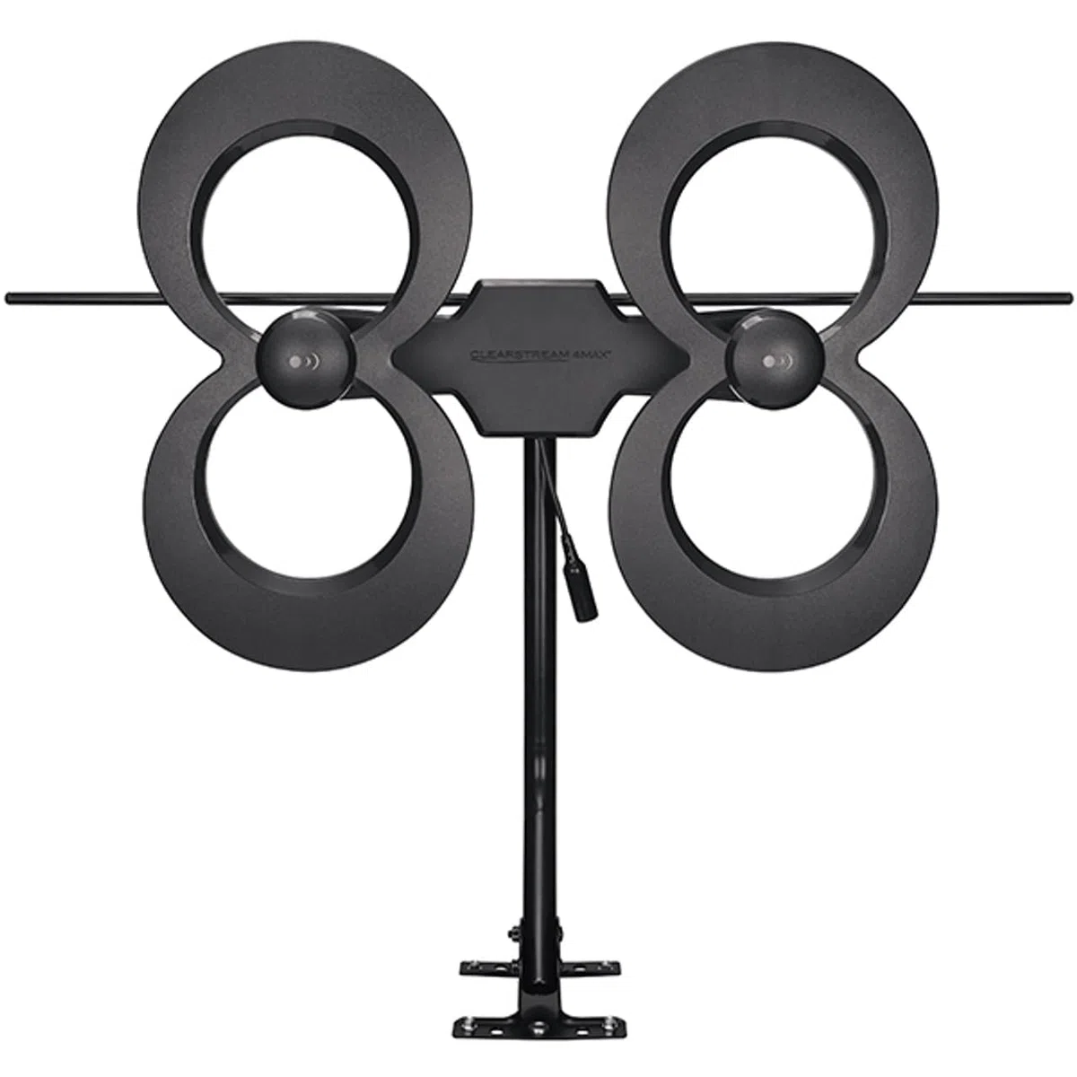 Antennas Direct ClearStream 4MAX UHF VHF Antenne TV d'intérieur et d'extérieur, multidirectionnelle, portée de 70 km et Plus, UHD 4K, Nextgen TV – avec mât de 20" (Noir)