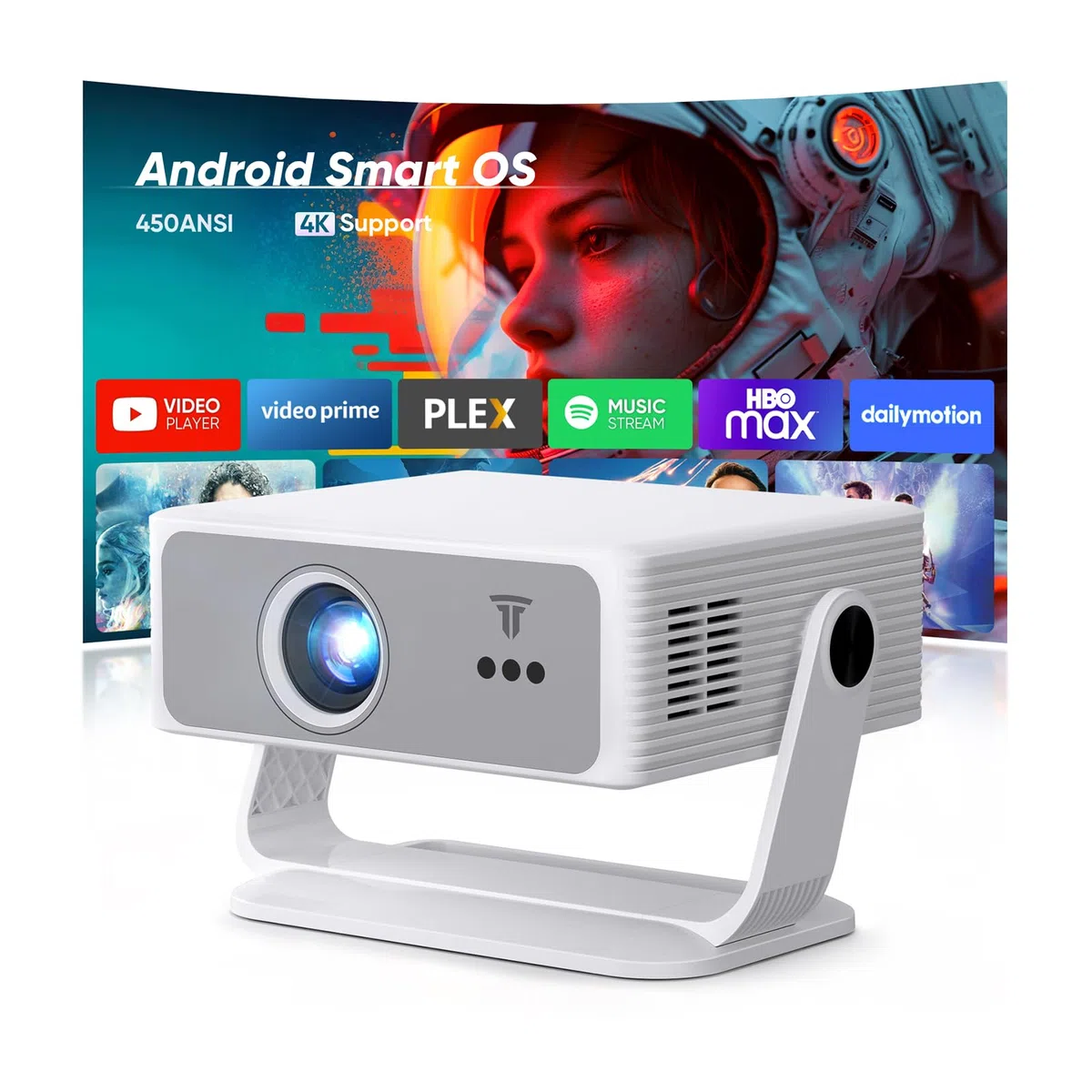 [2026 Version Améliorée] Videoprojecteur 4K &1080P WiFi et Bluetooth Focus électronique Correction à 270 Degrés Projecteur Video Portable pour HDMI/TV Stick/Laptop