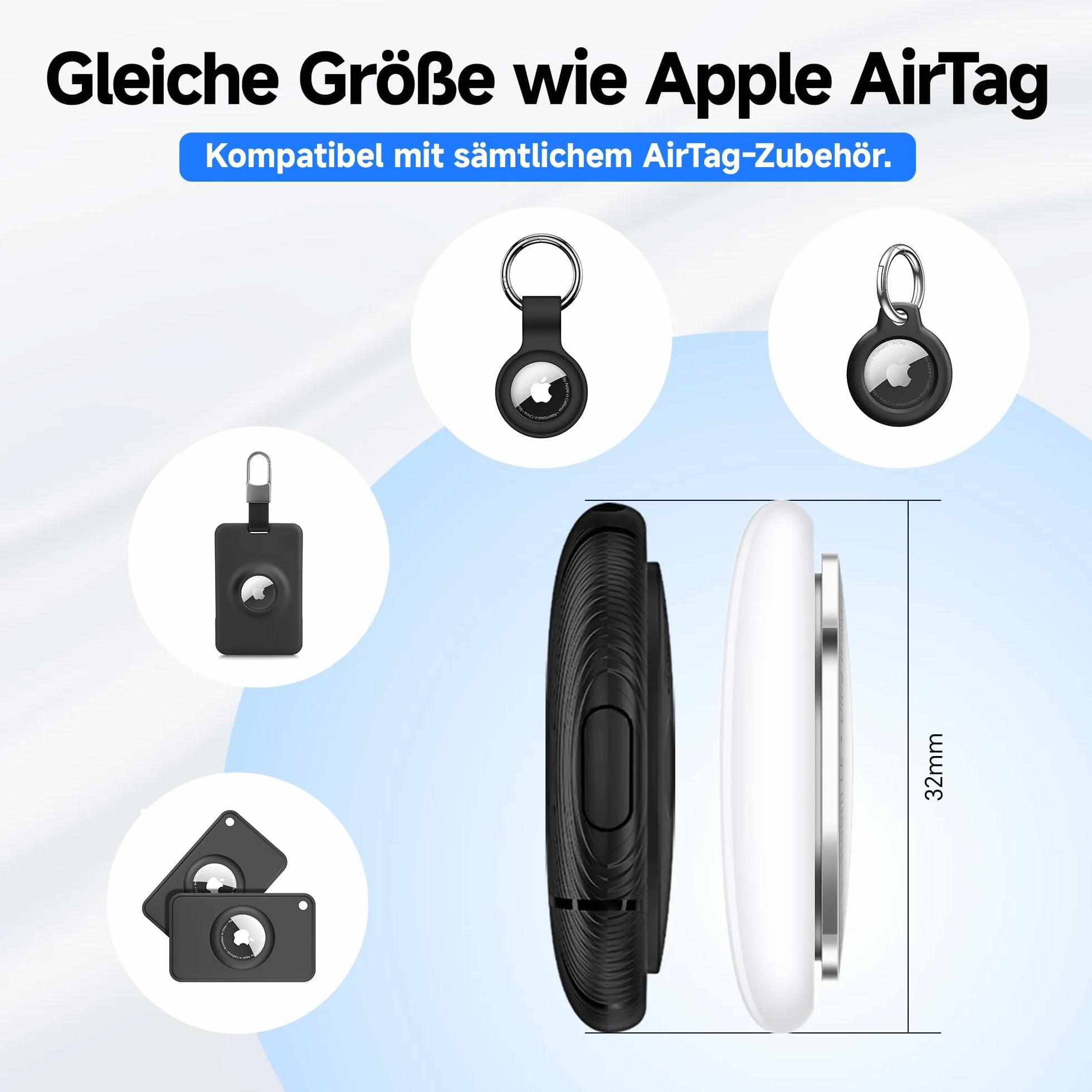 MiLi LiTag Duo Traceur Localisateur D’Objets Bluetooth, Compatible avec Apple et Android Localiser, pour Valises/Portefeuilles/Clés/Sacs/Bagages, Batterie Remplaçable, 4 Pack