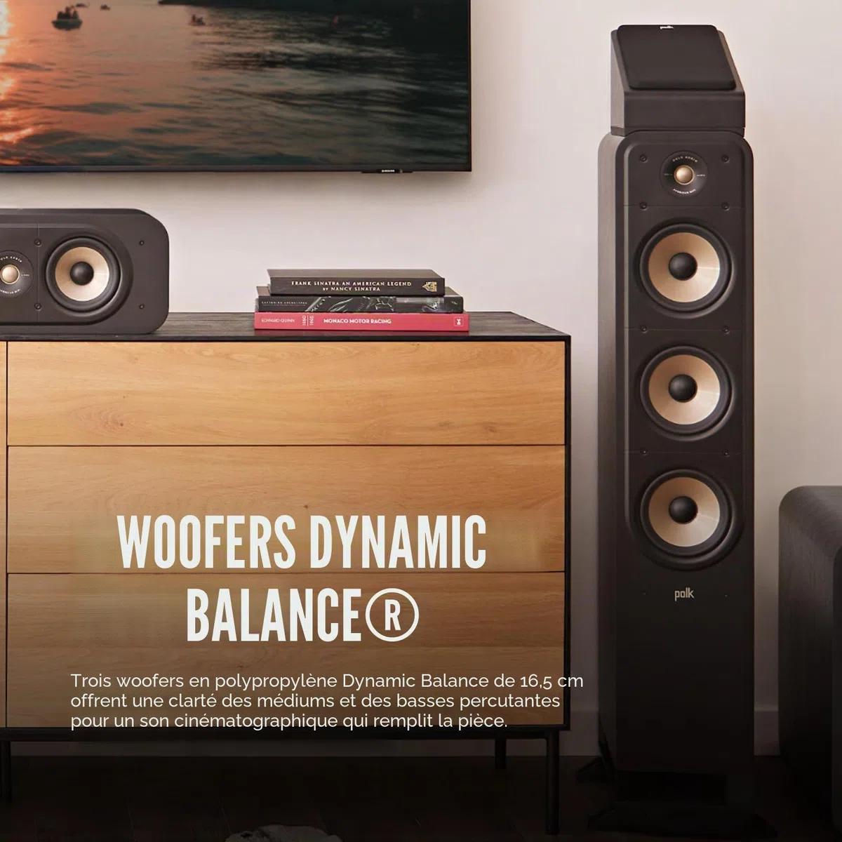 Polk Audio Signature Elite ES60 Enceinte Colonne Hi-FI Haute Résolution, Compatible Dolby Atmos et DTS:X, Certifiée Hi-Res, (Pièce) - Noire
