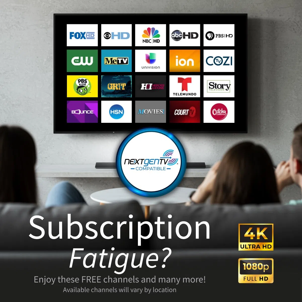 Antennas Direct ClearStream 4MAX UHF VHF Antenne TV d'intérieur et d'extérieur, multidirectionnelle, portée de 70 km et Plus, UHD 4K, Nextgen TV – avec mât de 20" (Noir)