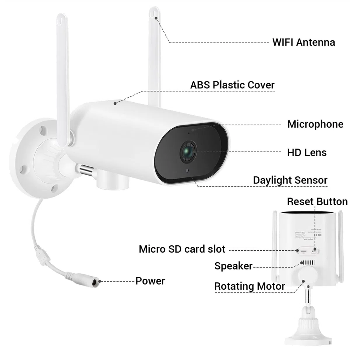 Caméra de sécurité, Système de caméra sécurité 8CH 3MP HD rotative horizontalement Enregistrement sonore Vision Nocturne système Surveillance extérieure(None)
