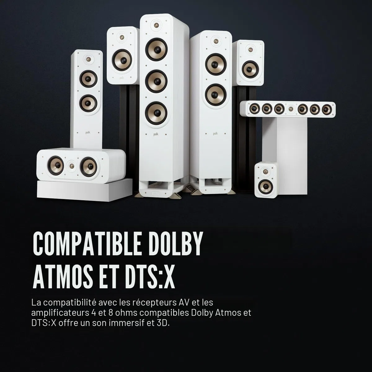 Polk Audio Signature Elite ES60 Enceinte Colonne Hi-FI Haute Résolution, Compatible Dolby Atmos et DTS:X, Certifiée Hi-Res, (Pièce) - Noire