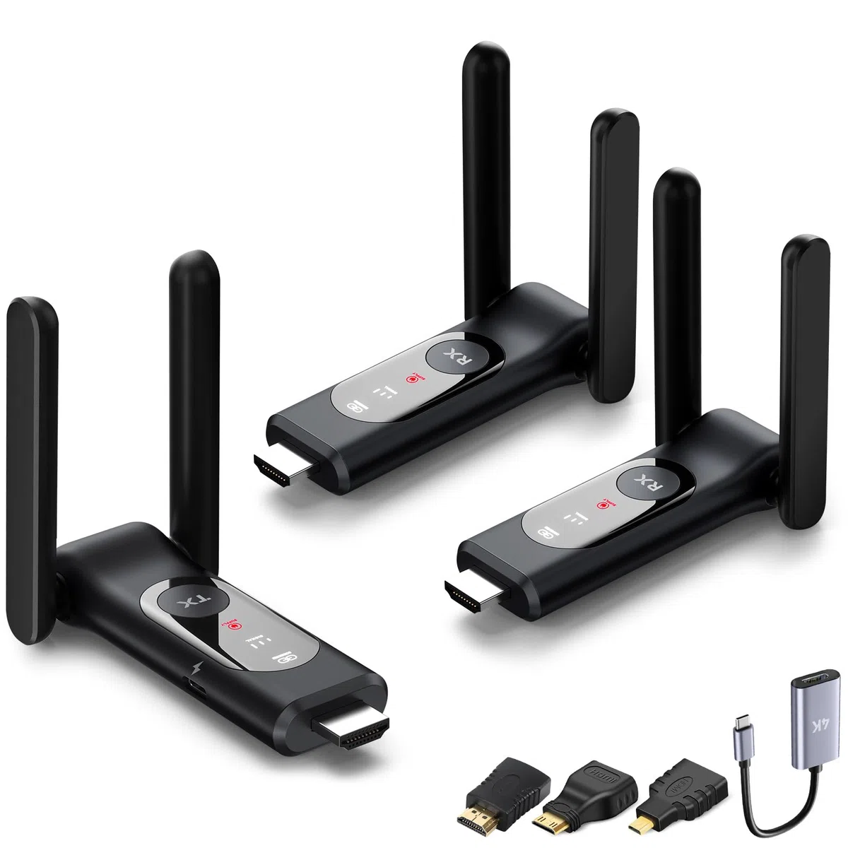 Émetteur HDMI sans fil et 2 récepteurs, 50 m, écran LED, jusqu'à 8RX, Plug and Play, contrôle thermique intelligent, 2,4 + 5 GHz, flux vidéo sans fil depuis Netflix/ordinateur portable/TV Box/appareil