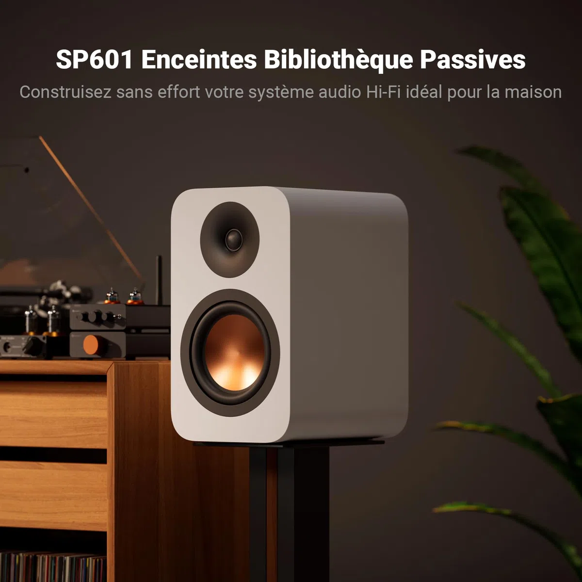 Fosi Audio SP601 Enceintes Bibliothèque, Enceinte Passives 4Ω 160W avec Woofers Composites HybridCone de 6,5 Pouces, Son Stéréo HiFi pour Home Cinéma, Bureau, TV et Intérieur (Paire)