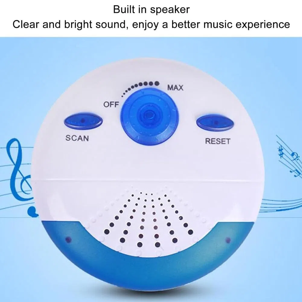 TYREE Radio de Douche Étanche, Mini Radio FM Portable Haut-Parleur Intégré pour Salle de Bain Cuisine, Canotage, Randonnée, Haut-Parleur de Douche