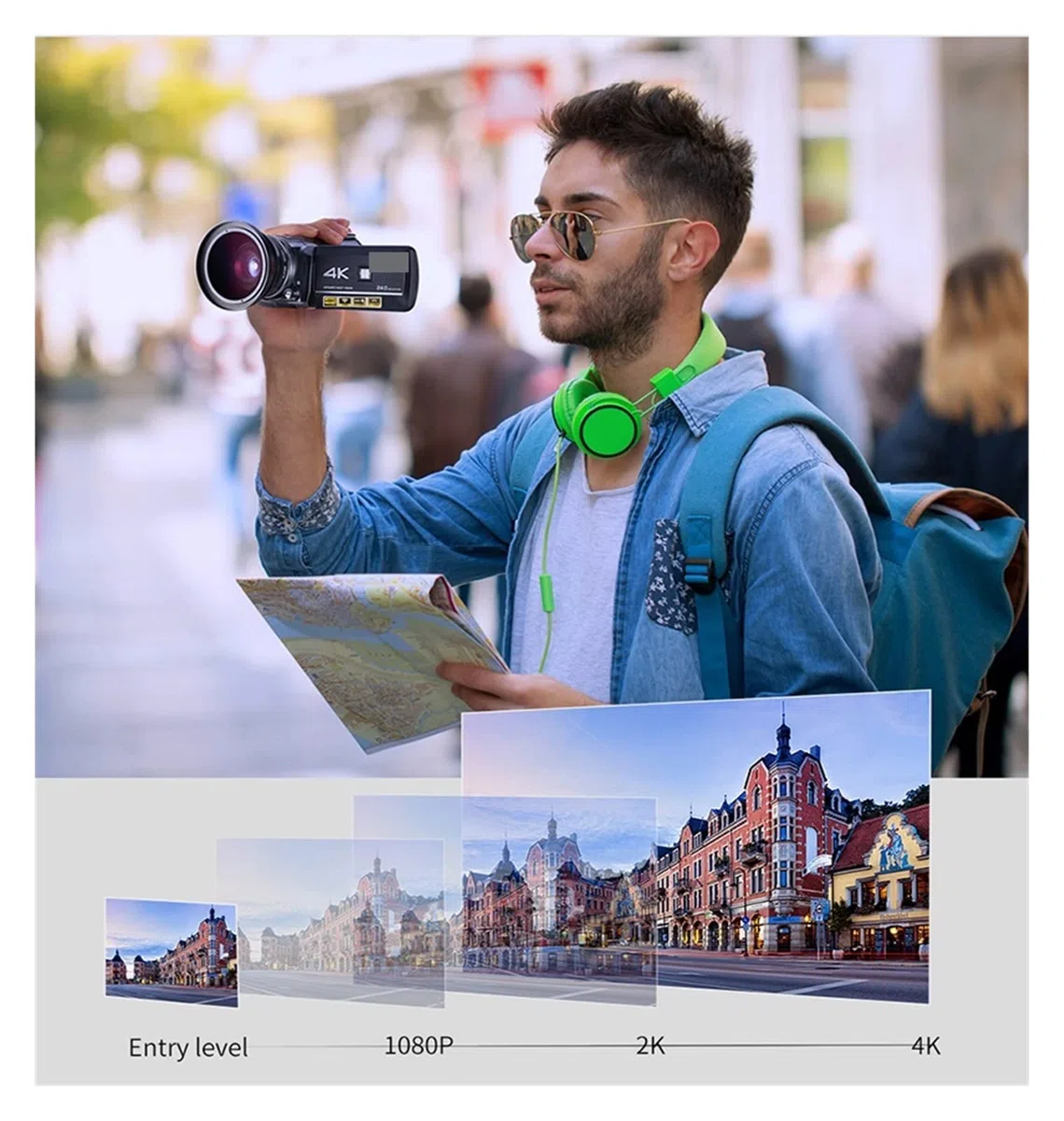 Caméra vidéo, Caméra vidéo 4K IR Vision Nocturne Caméscope numérique Caméras Vlog Professionnelles Photographie Full HD