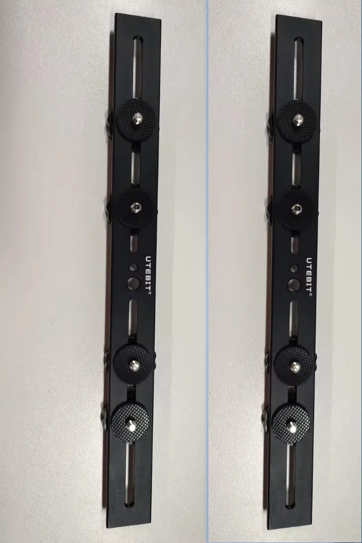 UTEBIT 2 pièces Double Rail Barre D'extension en Alliage Aluminium 33cm Double Support De Caméra avec Vis 1/4" Et 3/8" 13inch Support De Flash pour DJI/Lumière LED/DSLR Reflex/Caméra d'action
