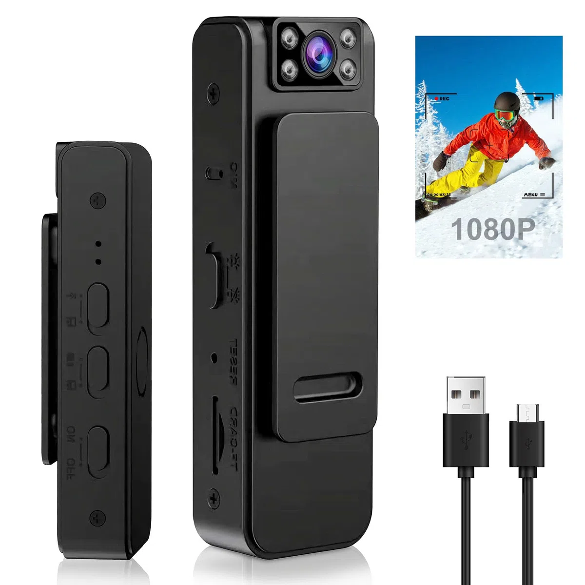 Petite caméra avec enregistrement et vidéo, mini caméra, petite caméra, caméra corporelle, mini caméra de surveillance 1080p HD, caméra cachée, enregistrement vidéo, fonction audio