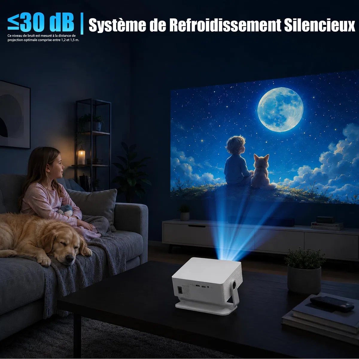 [2026 Version Améliorée] Videoprojecteur 4K &1080P WiFi et Bluetooth Focus électronique Correction à 270 Degrés Projecteur Video Portable pour HDMI/TV Stick/Laptop