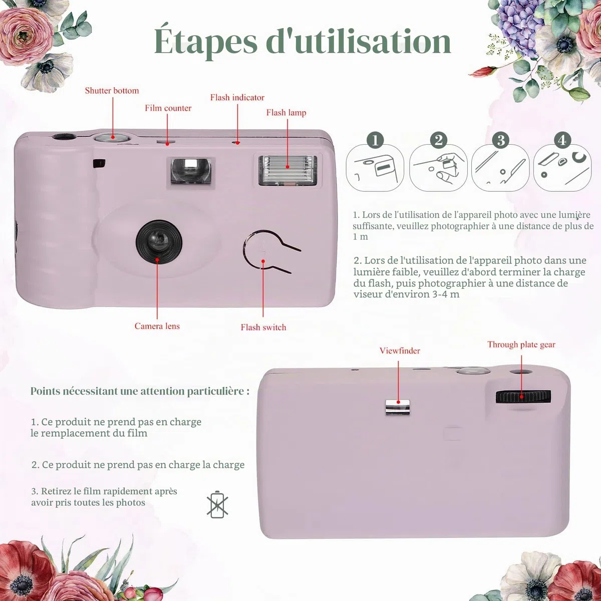 LEIFIDE Lot de 8 appareils photo jetables en vrac pour mariage, usage unique, appareil photo 35 mm avec film couleur flash pour photographie, anniversaire, voyage, camping, fête (couleur mignonne)