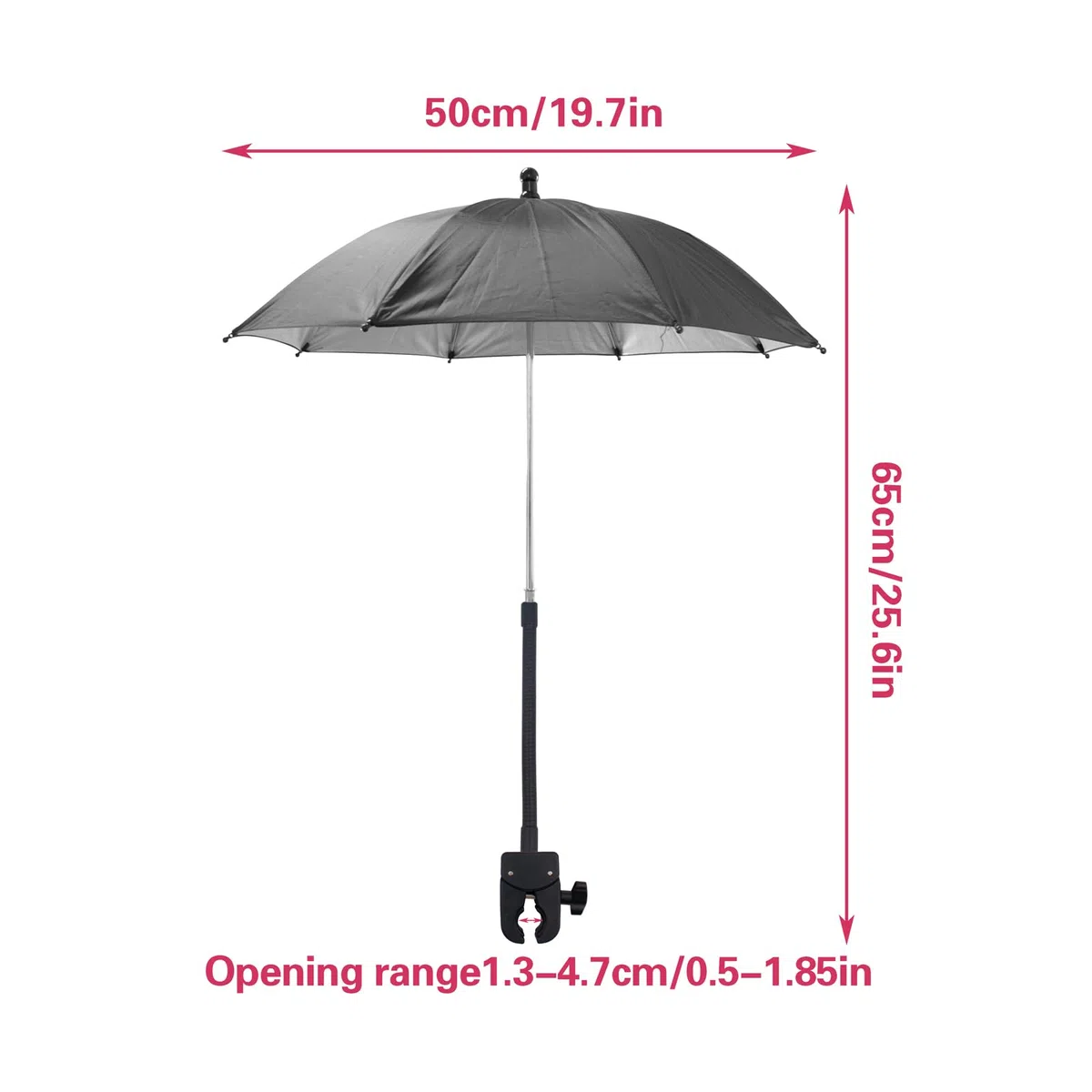 Pare-soleil pour appareil photo avec pince Support de parapluie pour trépied d'appareil photo extérieur pour photographie en studio Diamètre 50cm