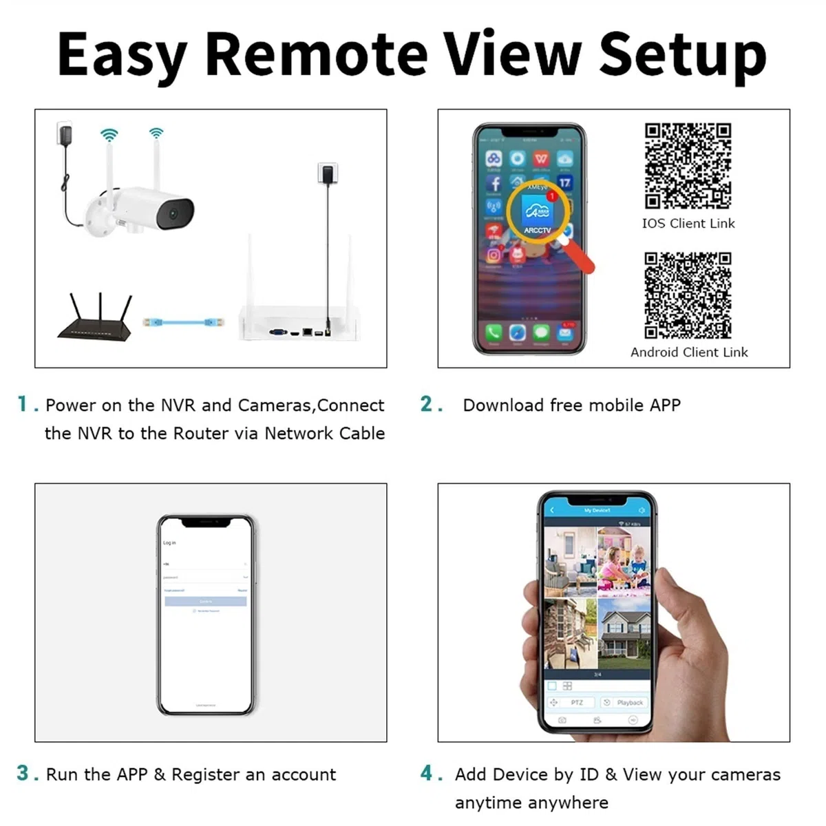 Caméra de sécurité, Système de caméra sécurité 5MP 8 Voies 8CH HD rotative horizontalement Enregistrement sonore Vision Nocturne système Surveillance extérieure(None)