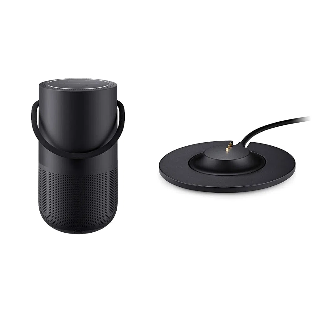 Bose Portable Smart Speaker - avec Contrôle Vocal Alexa Intégré, Noir & Socle de Chargement de l’Enceinte Portable Home Speaker, Noir