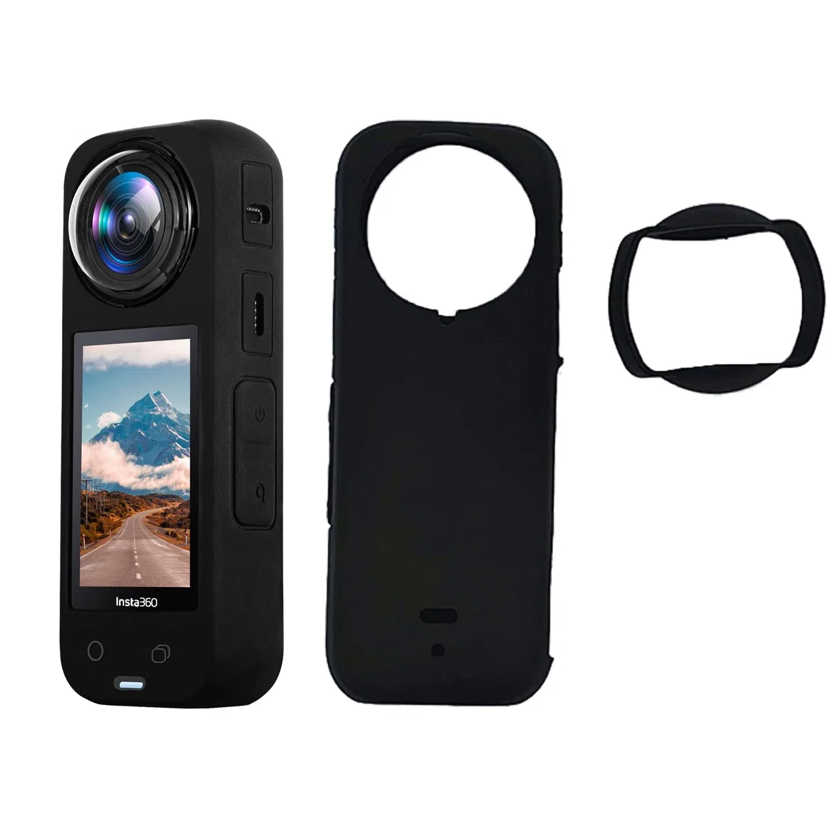 6 en 1 kit de Protection pour Insta360 X4 Sacoche Sac Portable et étui en Silicone Capuchon d'objectif Protecteur d'écran Insta 360 One X4 Accessoires