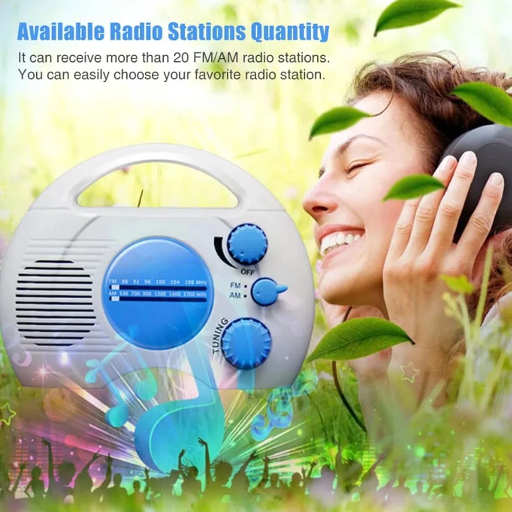 Nouvelle Radio Portable Étanche à 4 Niveaux pour Douche AM FM Mini Radio de Salle de Bain avec Carte Enfichable