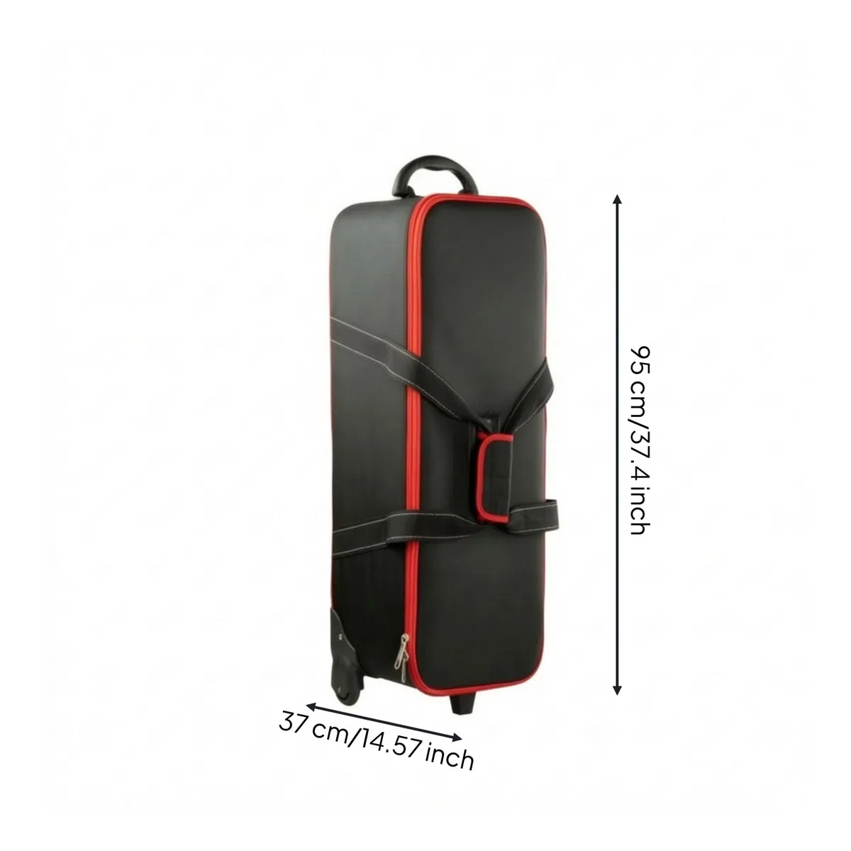 Camera Rolling Case Sac Photo Valise Trolley Boîtier Transport Housse Rembourrée Étanche en Nylon et Oxford Cloisons, 86cm Bordure Rouge, 86cm