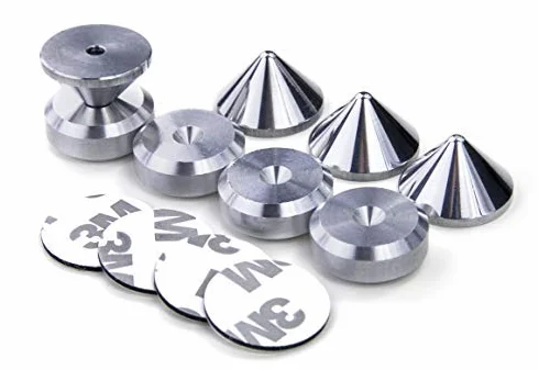 Aluminium Haut-Parleur Pointes de découplage/Cônes + Coussinets Contre-Pointes + Cercles de fixation en mousse