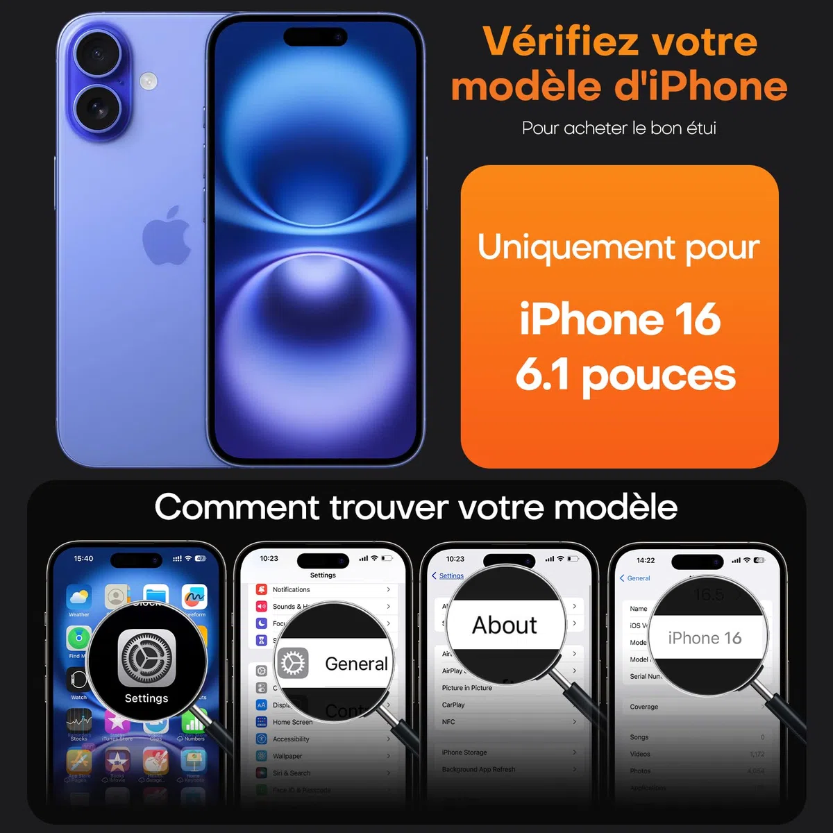 TAURI Coque Magnétique pour iPhone 16 [Protection Militaire] avec Protection D'écran en Verre Trempé [Compatible avec MagSafe] -Coque Mince 6,1 Pouces-Transparent
