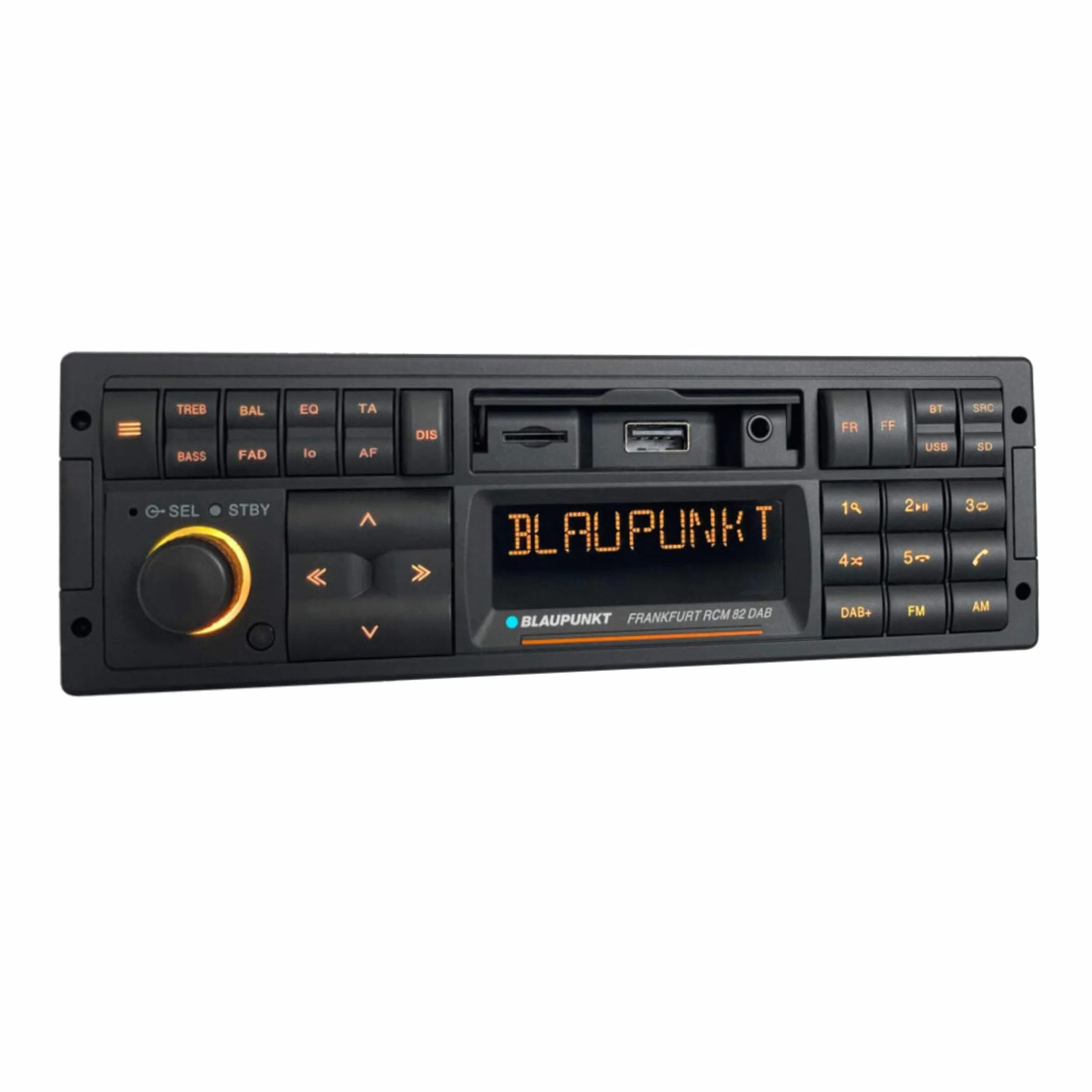 Blaupunkt Frankfurt RCM 82 Dab, 1-DIN autoradio, Youngtimer-Design, Dab+, Bluetooth, kit Mains Libres, USB, auxiliaire, SDHC, SD, Commandes au Volant, Sortie subwoofer, Variocolour, 4x50 Watts, 12V