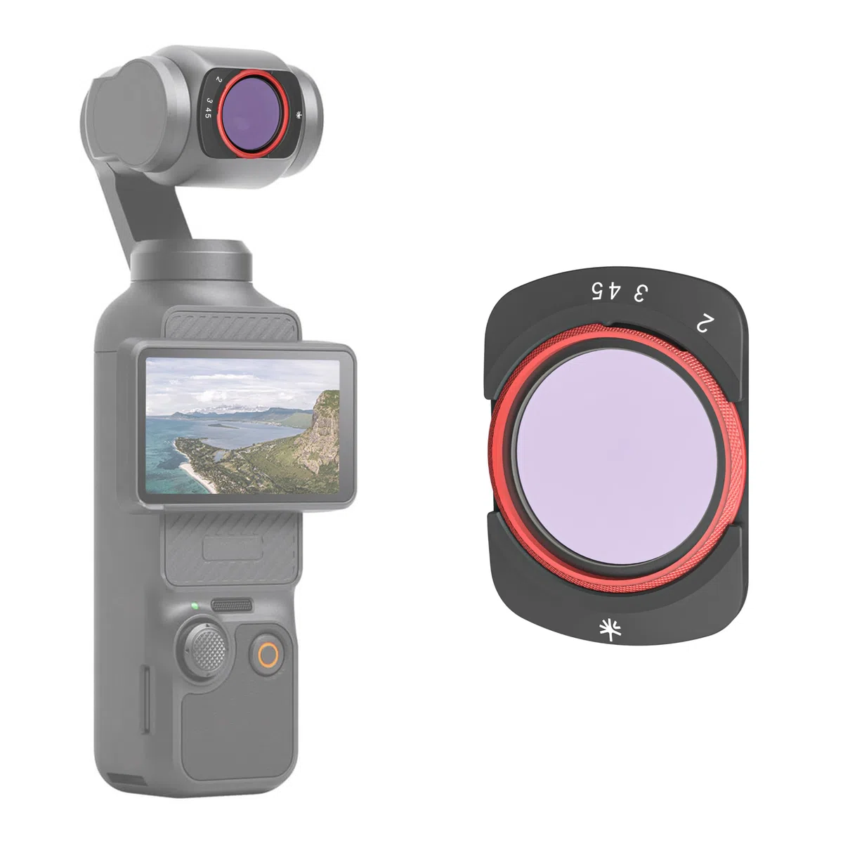 PGYTECH Filtre VND pour DJI Osmo Pocket 3/ Pocket 4 (2-5 Stops), Filtre ND Réglable ND4 ND8 ND16 ND32 avec Verre Optique Professionnel, Fixation Magnétique