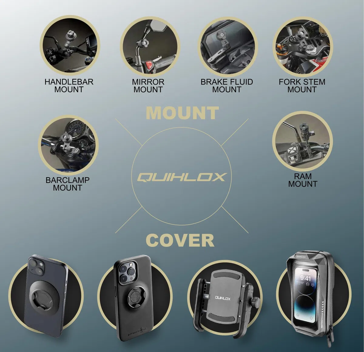 INTERPHONE Système modulaire QUIKLOX, Support de téléphone Portable, Coque dédiée Samsung A54 pour Fixations Guidon ou Miroir Quiklox, Crochet déverrouillage Rapide