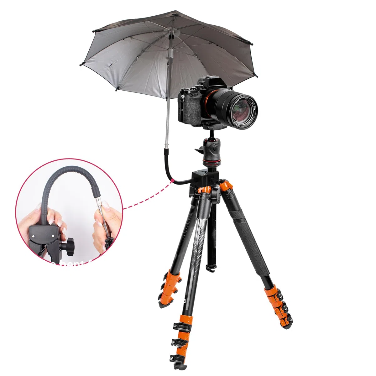 Pare-soleil pour appareil photo avec pince Support de parapluie pour trépied d'appareil photo extérieur pour photographie en studio Diamètre 50cm