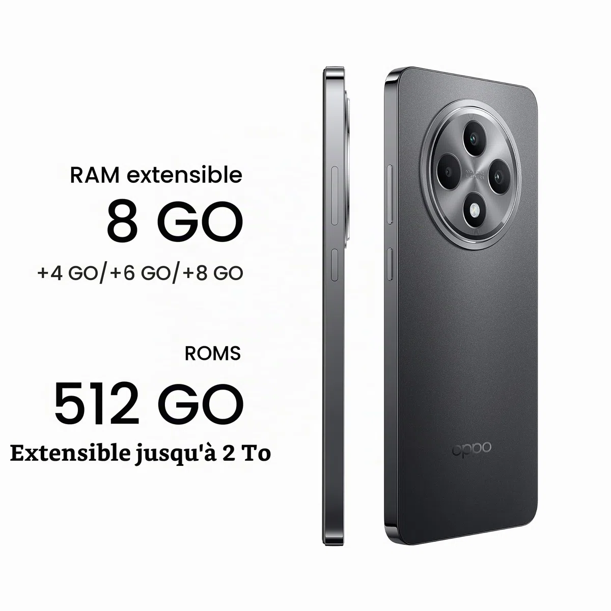 Oppo Reno12 FS AI Smartphone, Triple caméra 50+8+2MP, Selfie 32MP, écran 6,67" 120HZ AMOLED FHD+, 5000mAh, RAM 16 Go (8+8) +ROM 512 Go, Support Auto [Deluxe Edition], Mat Gris